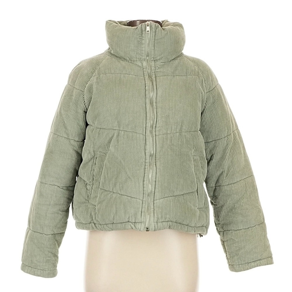 Sage Green Corduroy Puffer Jacket
